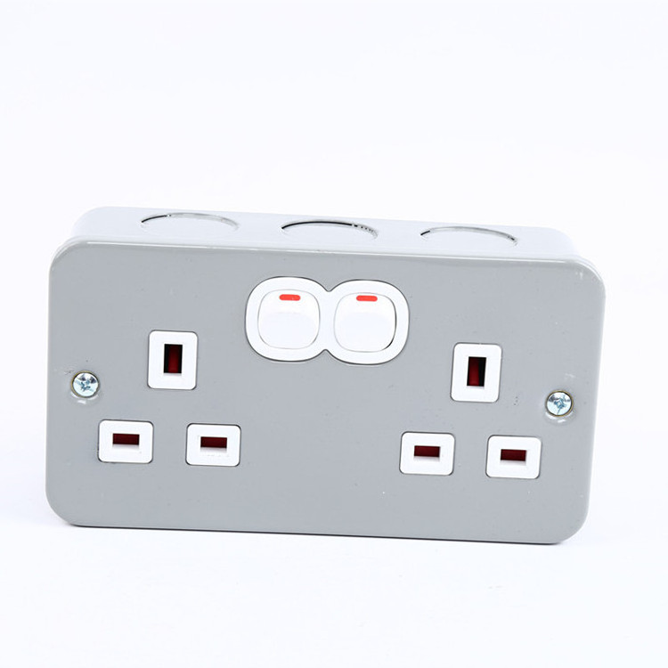 13A double   Electric Metal Clad Switch Socket Box