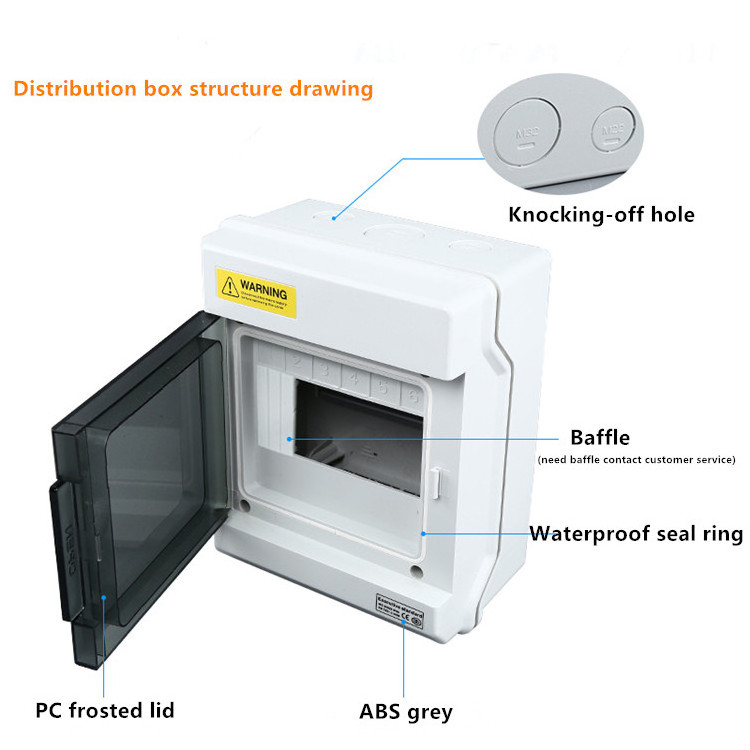 IP66  6ways waterproof Circuit Breaker Electrical Plastic combiner  ABS distribution box with busbar use for mcb contactor