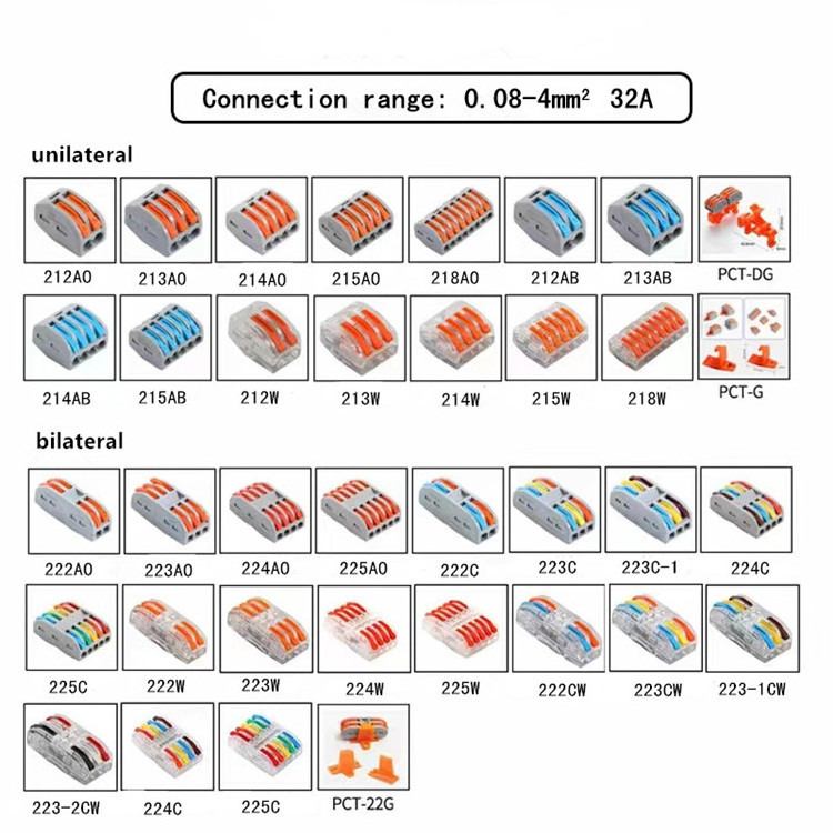 PCT quick terminal connector Building cabling Soft and hard wire connector 2 in 2 out large Current parallel