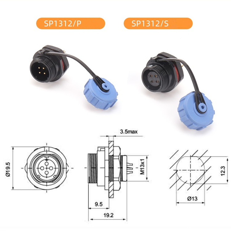 SP13 Aviation connector SP1310 SP1312 IP68 Waterproof round wire connector