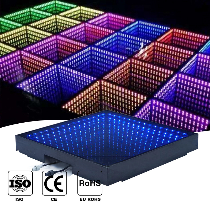 magnetic light 3d white black starlit dancing tile interactive infinity mirror video led dance floor