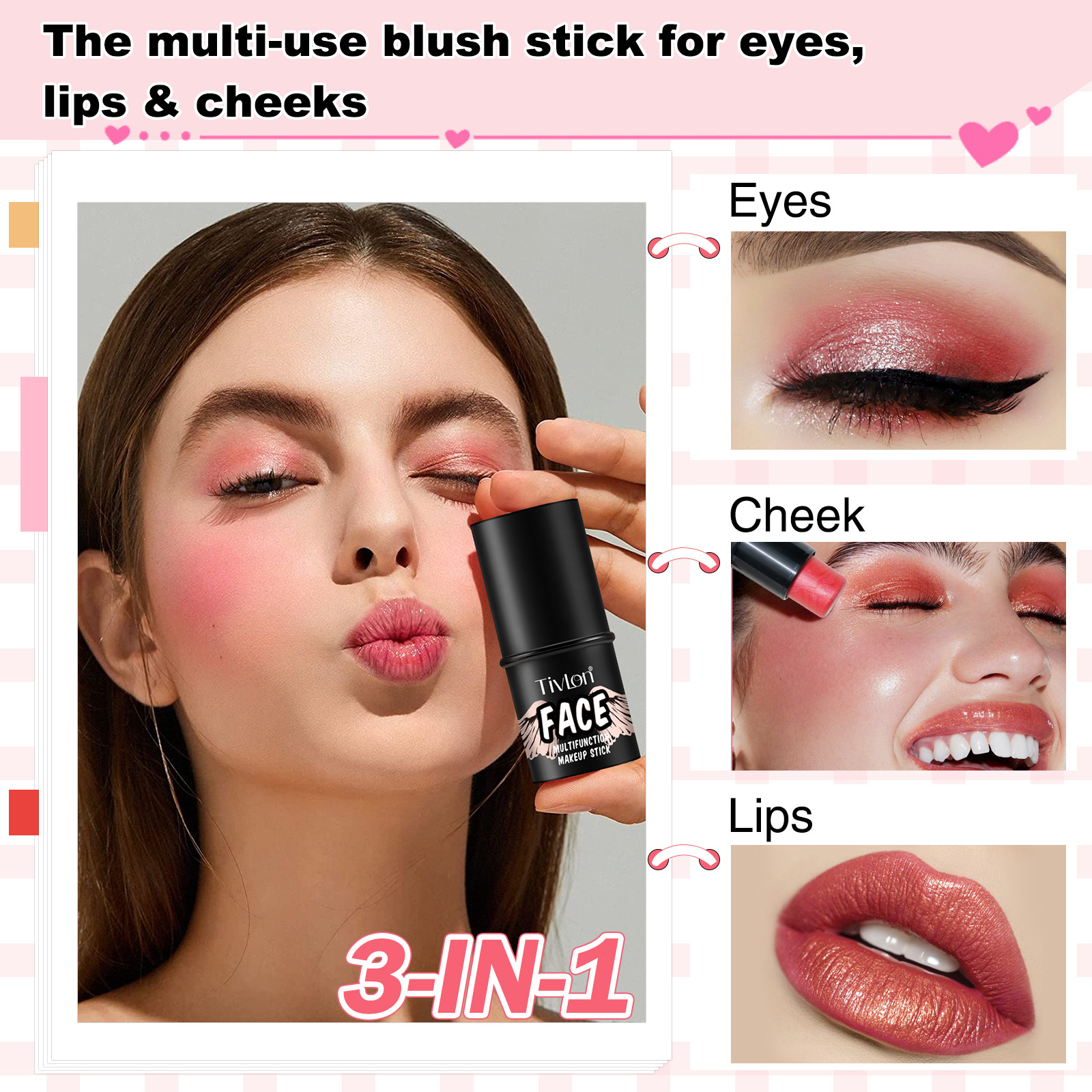 TIVLON Wholesale Private Label Non-greasy Long Lasting Waterproof Contour Highlighter Blush Stick Multi-functional Makeup Sticks