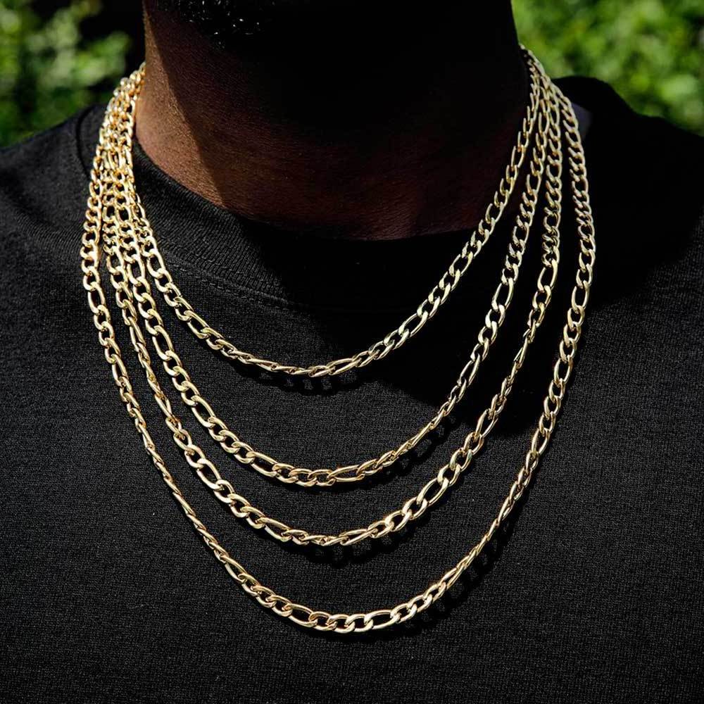 Stainless Steel Figaro Chain naszyjnik Men's Titanium Steel Hip Hop Necklace jewelry zircon necklace