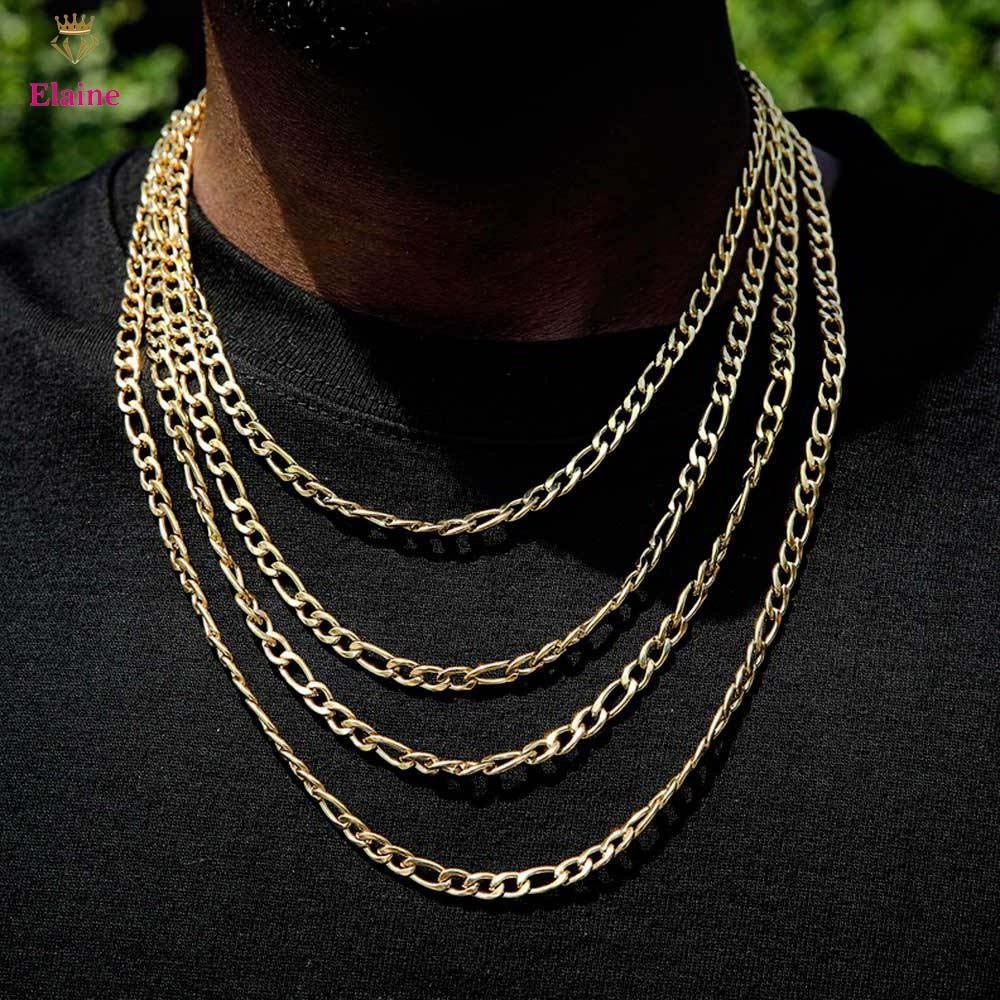 Stainless Steel Figaro Chain naszyjnik Men's Titanium Steel Hip Hop Necklace jewelry zircon necklace