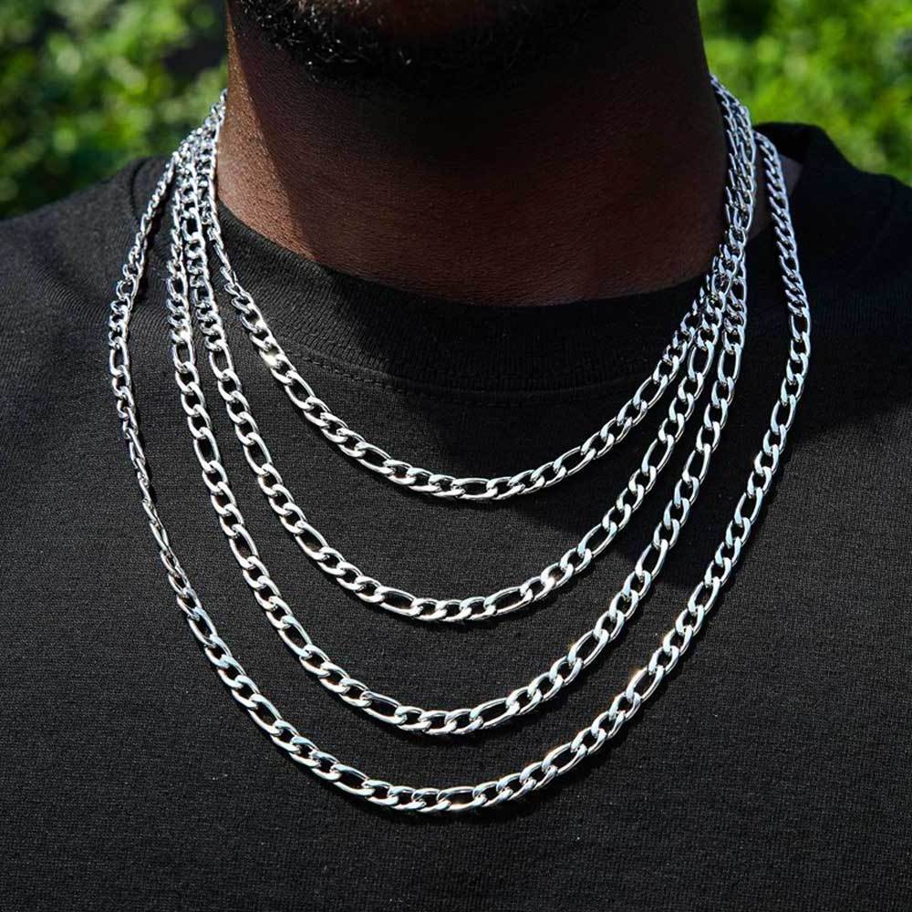 Stainless Steel Figaro Chain naszyjnik Men's Titanium Steel Hip Hop Necklace jewelry zircon necklace