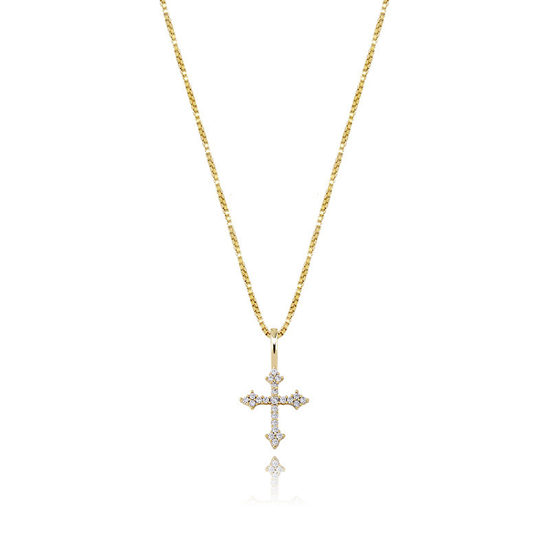 Wholesale Jewellery Cross Necklace Cubic Zirconia 925 Sterling Silver Cross Pendant Necklaces for Women