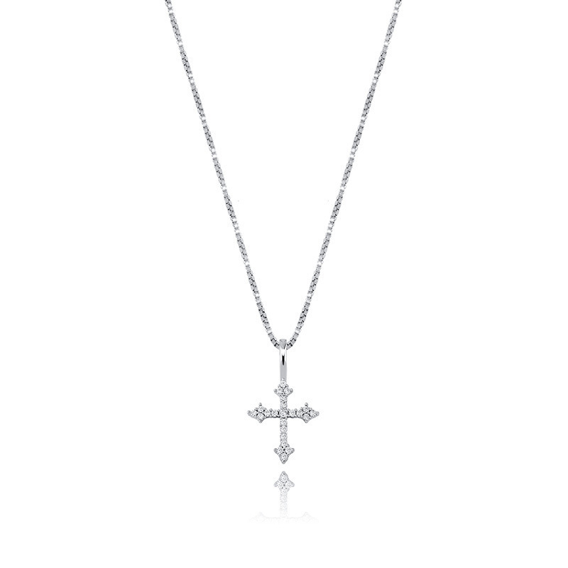 Wholesale Jewellery Cross Necklace Cubic Zirconia 925 Sterling Silver Cross Pendant Necklaces for Women