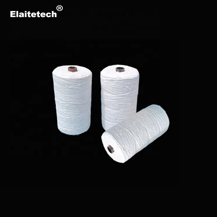 Thermal insulation white ceramic wool stainless steel wire reinforced yarn for ceramic fiber textile