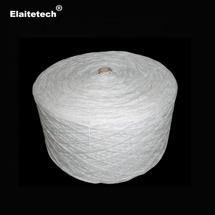 Thermal insulation white ceramic wool stainless steel wire reinforced yarn for ceramic fiber textile