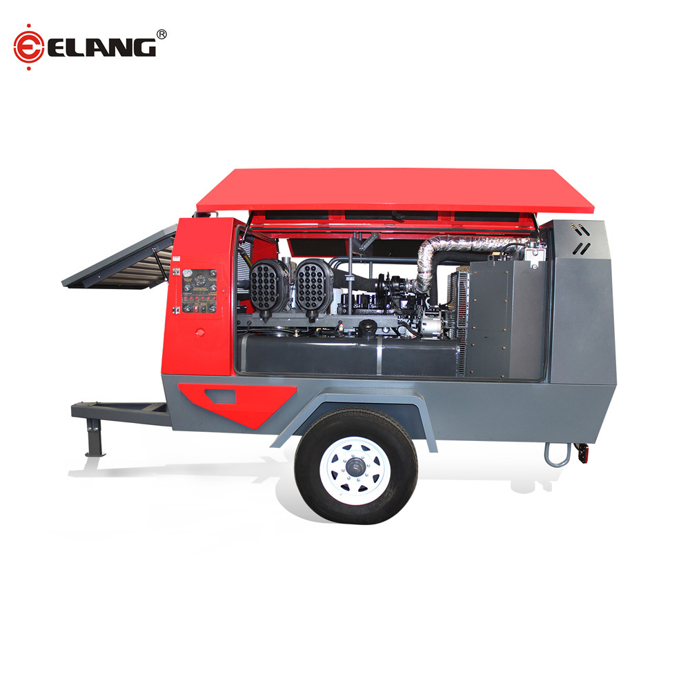 High Efficient Diesel Portable Screw Air Compressor for Pavement Engineering