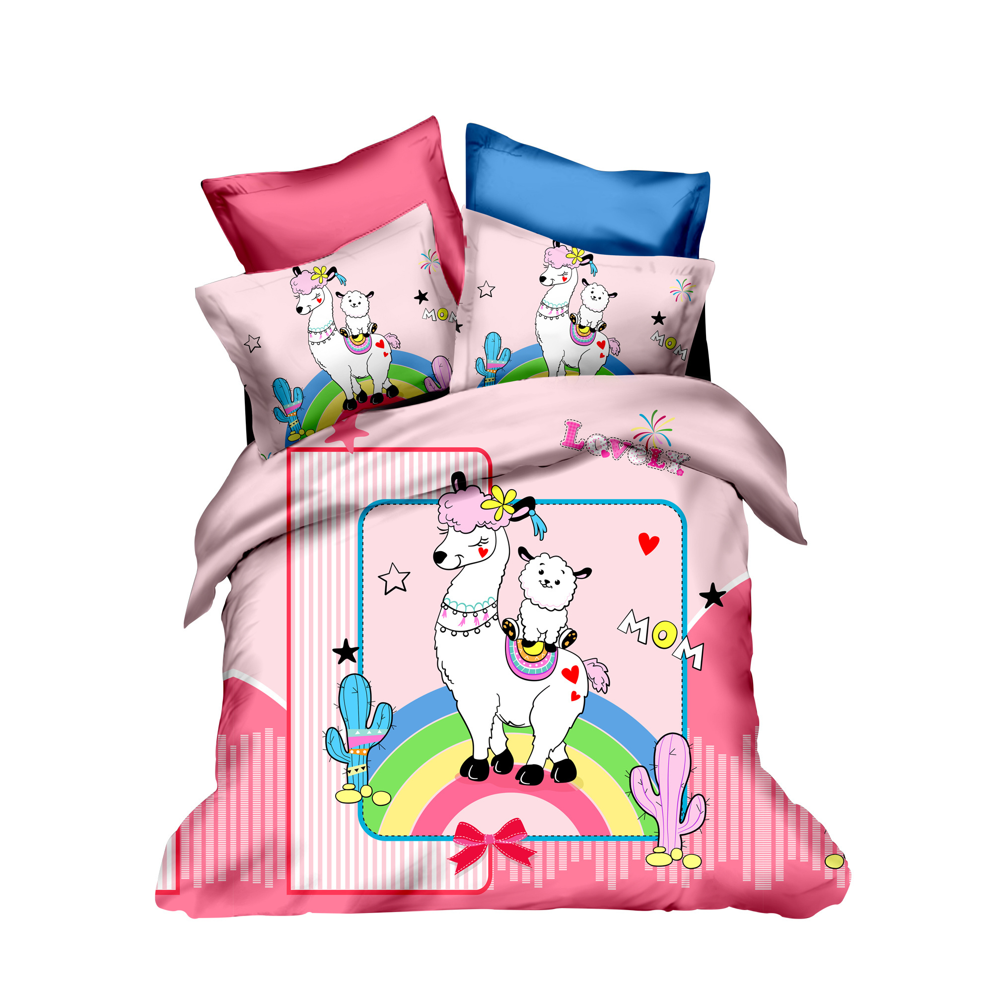 Wholesale custom unicorn bedding set kids cotton bedlinen duvet cover 3D home wholesale bed cover bed sheet cover