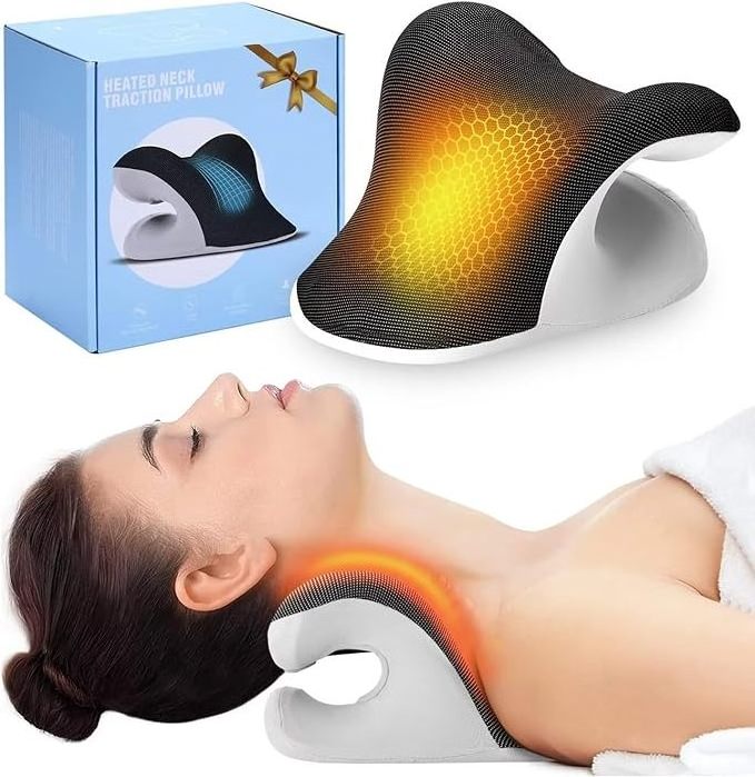 Heated Neck Stretcher For Neck Pain Relief Graphene Heated Neck And Shoulder Relaxer For Tmj Relief Cervical Traction Device