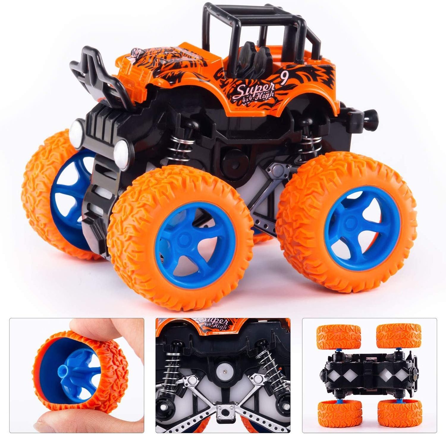 Monster Truck Toys Friction Powered Toy Cars Push and Go Vehicles for Kids Best Birthday Party Gift for Boys Girls