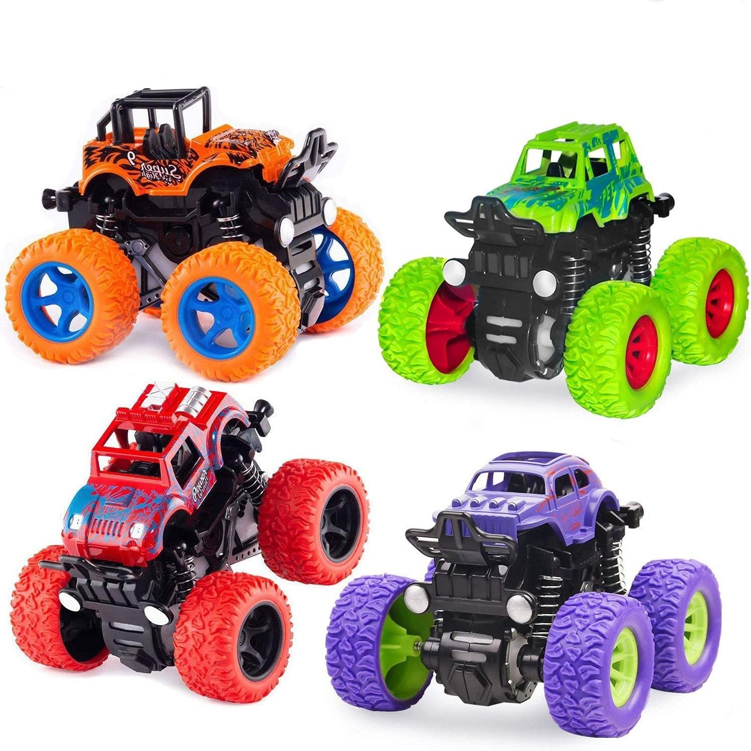 Monster Truck Toys Friction Powered Toy Cars Push and Go Vehicles for Kids Best Birthday Party Gift for Boys Girls