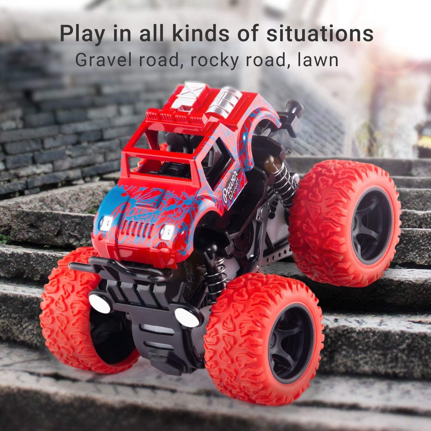 Monster Truck Toys Friction Powered Toy Cars Push and Go Vehicles for Kids Best Birthday Party Gift for Boys Girls