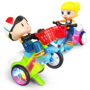 Kids Electric Stunt Tricycle 360 Degree Rotating Music Light Boy Three-wheel Electric Car Toy