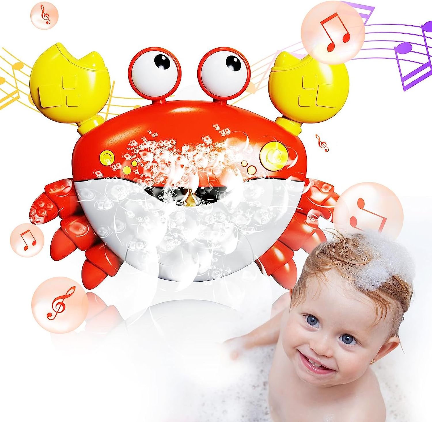 Crab Bath Toys Bath Toys for Toddlers Blow Bubbles and Plays 12 Children Songs Sing-Along Bath Bubble Maker for Baby