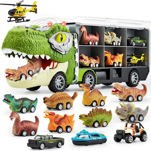 13 in 1 Dinosaur Truck for Kids, with 12 Pull Back Dinosaur Car Vehicles