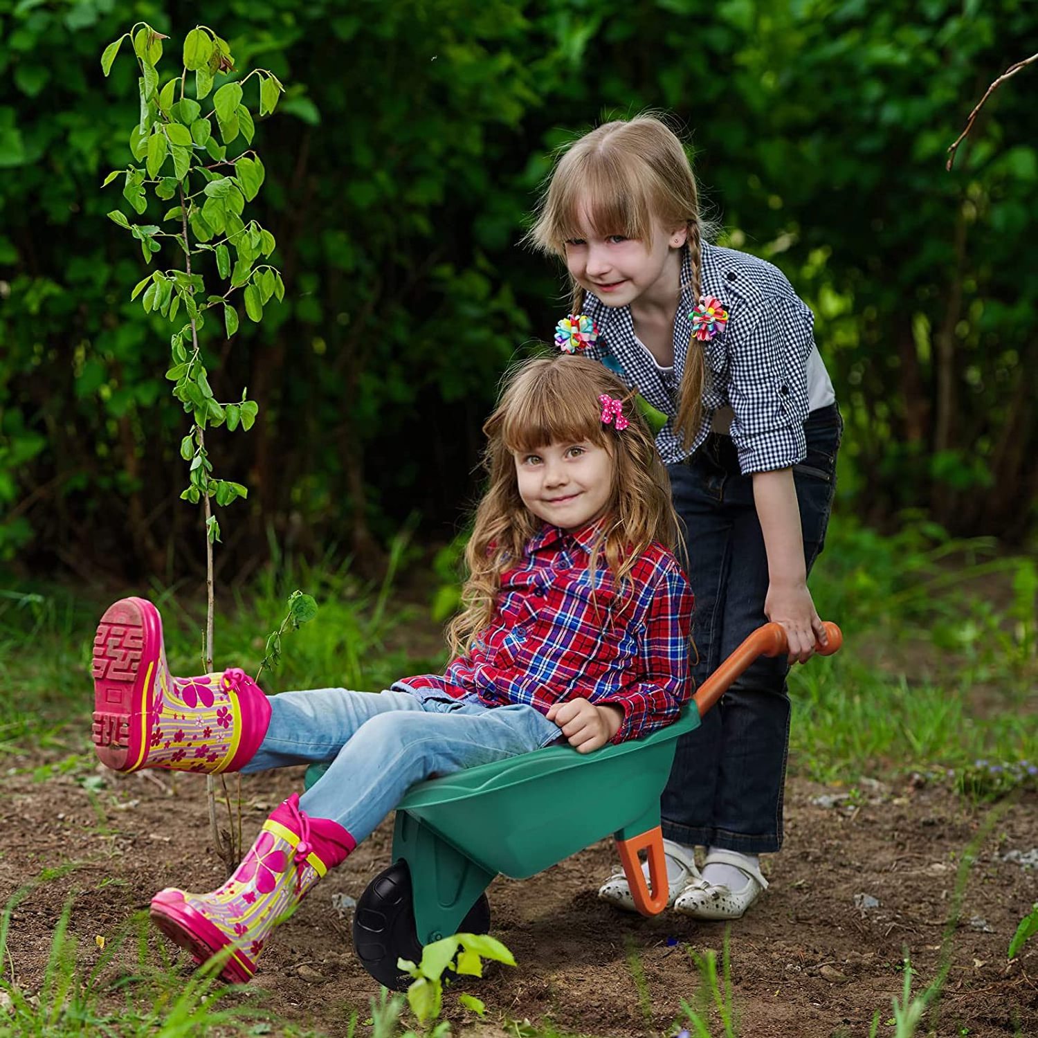 Gardening Set Tool Kit for Kids STEM Includes Tote Bag, Spade, Watering Can, Rake, Fork, Trowel and Gloves