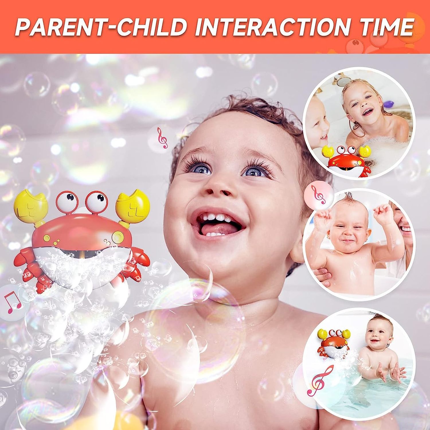 Crab Bath Toys Bath Toys for Toddlers Blow Bubbles and Plays 12 Children Songs Sing-Along Bath Bubble Maker for Baby