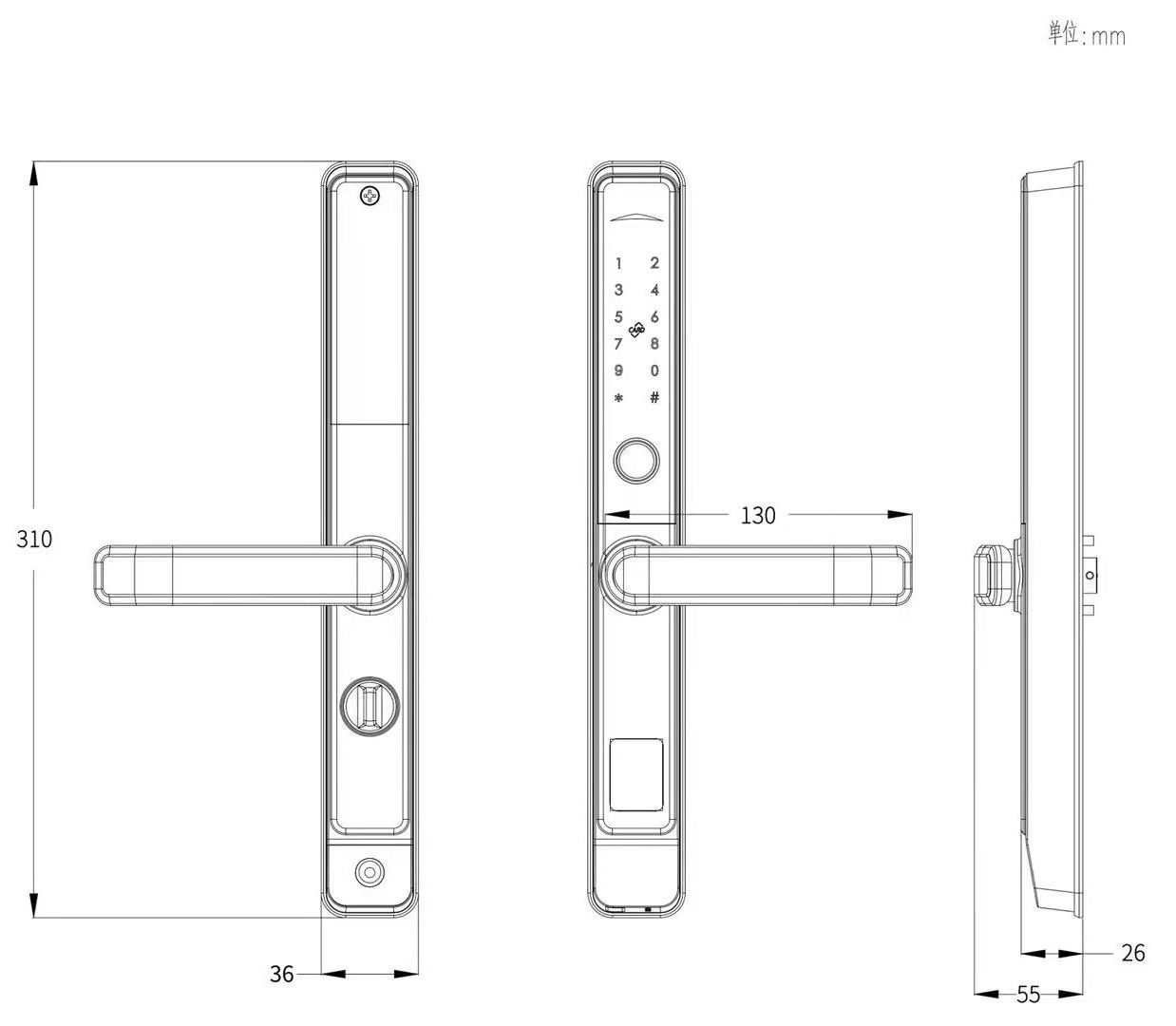 ELA Top Security Mortise Door Lock M1 RFID Smart Electronic Digital Hotel Door Handle Lock