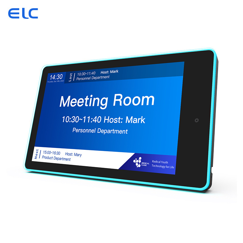 OEM Wall mount RK3566 touch screen POE power rooted Surround LED Light Booking System control Meeting room android 11 tablet