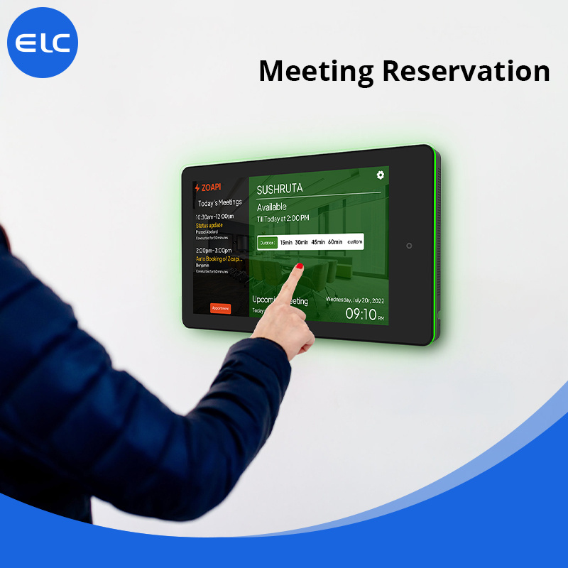 Meeting Room Digital Signage 10 Inch Wall Mount Poe Android Tablet Surrounding Led Light With Rfid / Nfc