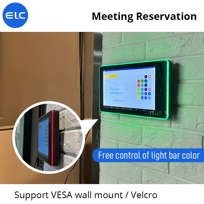 Meeting Room Digital Signage 10 Inch Wall Mount Poe Android Tablet Surrounding Led Light With Rfid / Nfc