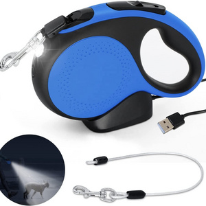 Retractable Dog Leash with Rechargeable LED Flashlight for Night Walks 16FT Dog Walking Leash