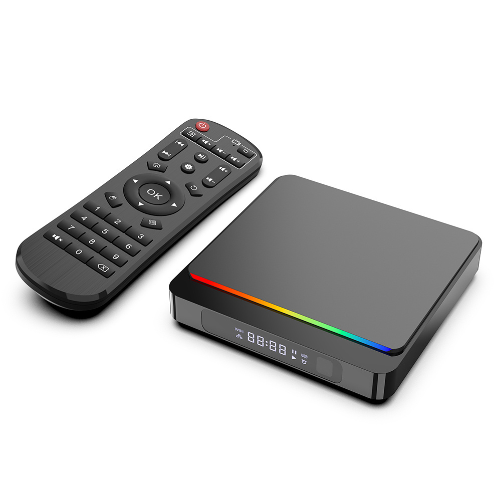 Best Selling Middle Level Model X3pro Smart Android TV Box Amlogic S905X3  2.4/5G AC WiFi STB with RGBs light LED Display