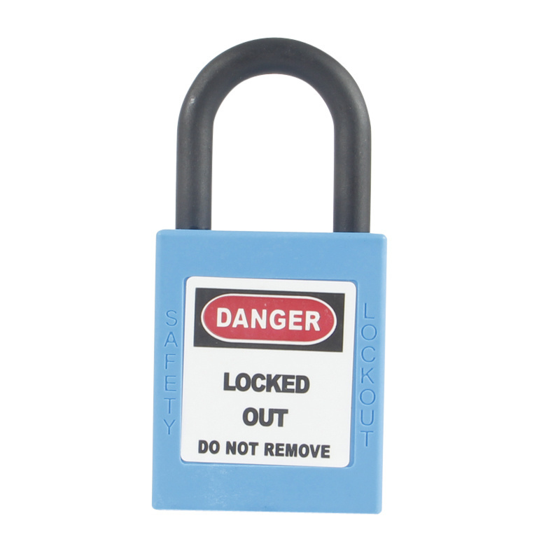 38mm plastic shackle safety padlock nylon masterlock safety padlock long shackle loto safety lockout padlocks