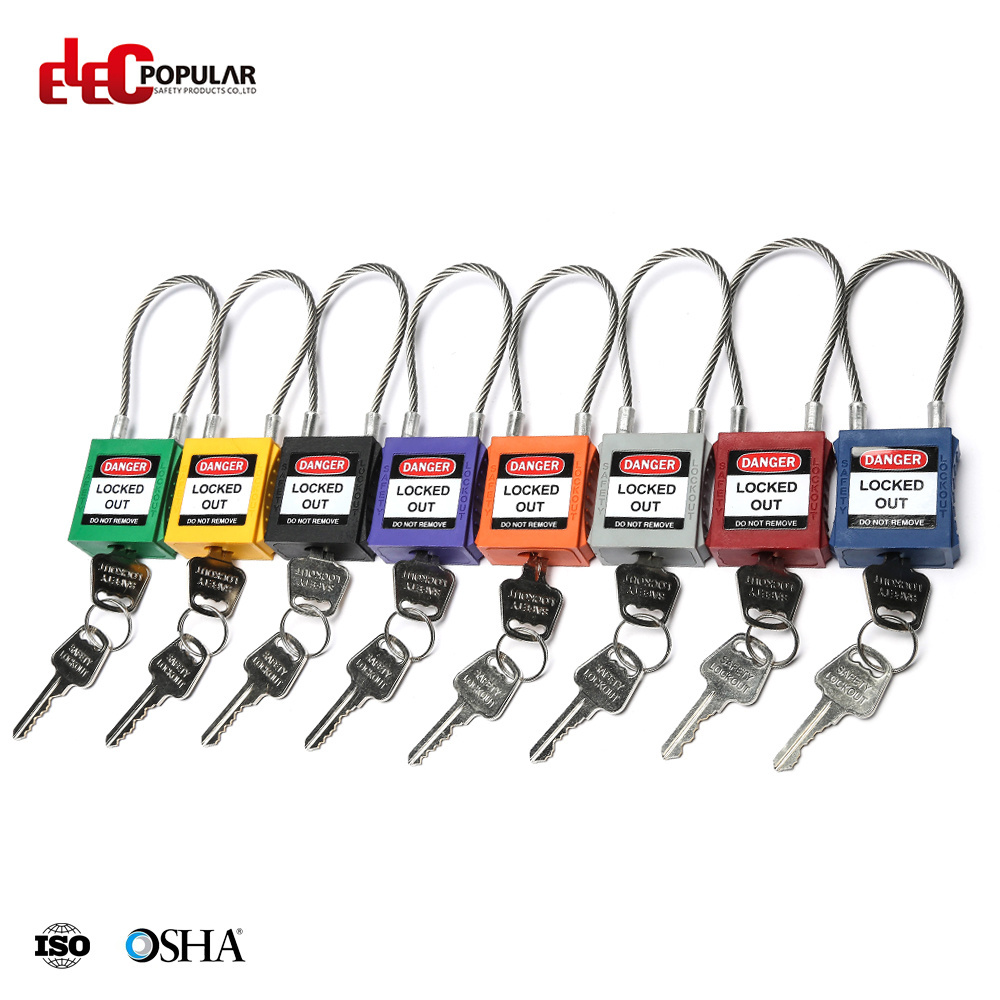 Elecpopular Master Keyed Industrial Cable Padlock with  Laser Coding and Label Safety Lock Cylinders for Lockout-Tagout