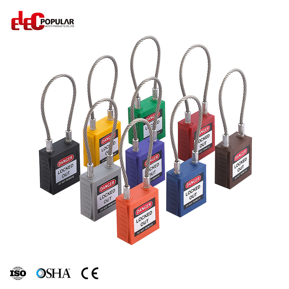 Elecpopular Master Keyed Industrial Cable Padlock with  Laser Coding and Label Safety Lock Cylinders for Lockout-Tagout