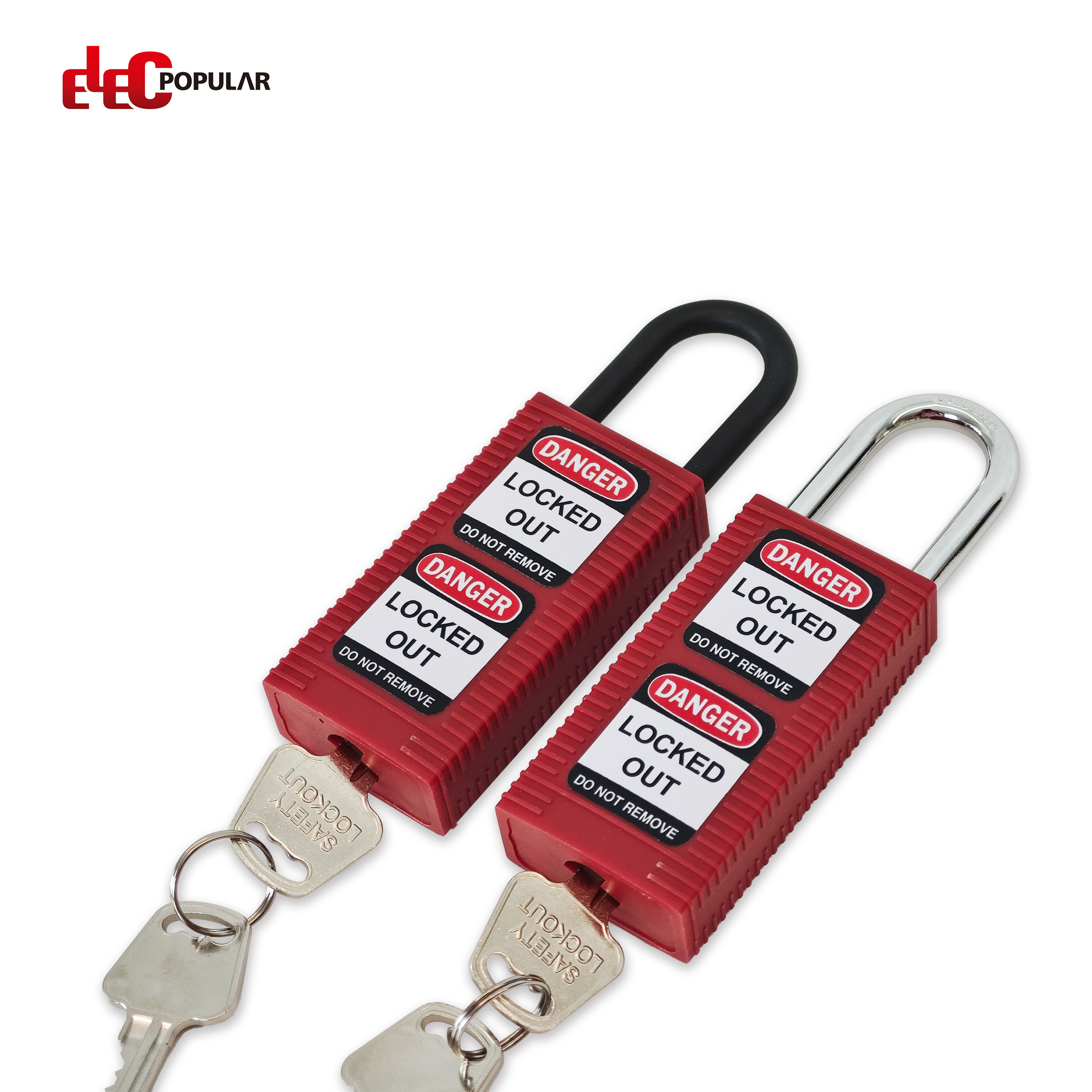 China Manufacturer's 76mm Insulation Nylon Shackle Padlock Long Lock Body & Non-Conductive Cylinder Lock Product