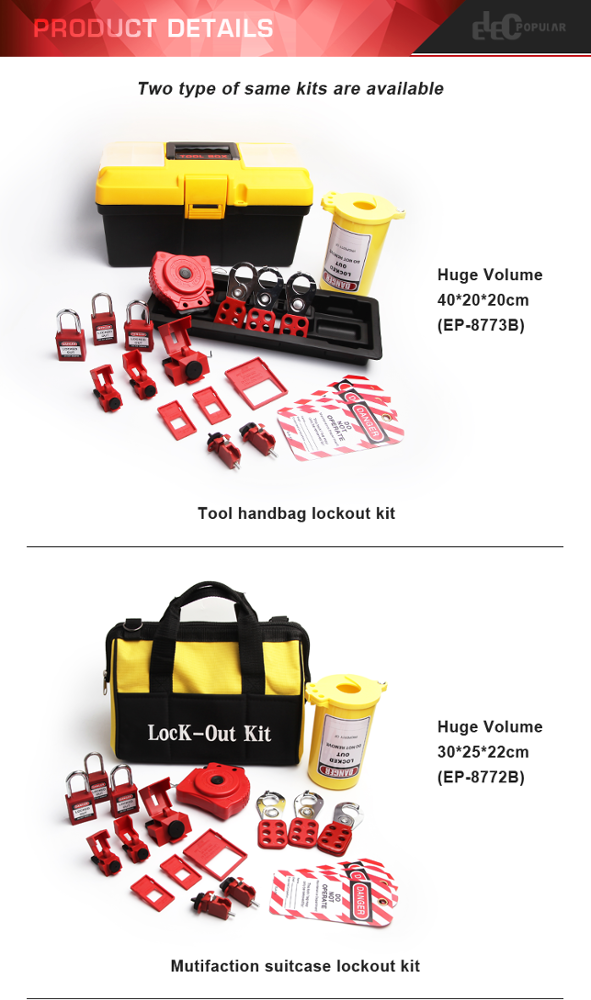 Muti Function Personal Safety Electrical Lockout Bag Kit With Padlocks And Cable Lock