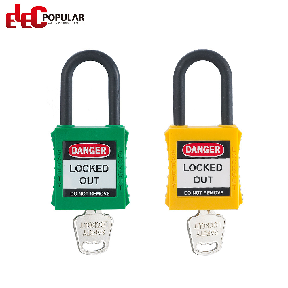 top best high Security plastic nylon Insulation shackle waterproof abs industrial safety lockout PadLocks lock and key in bulk