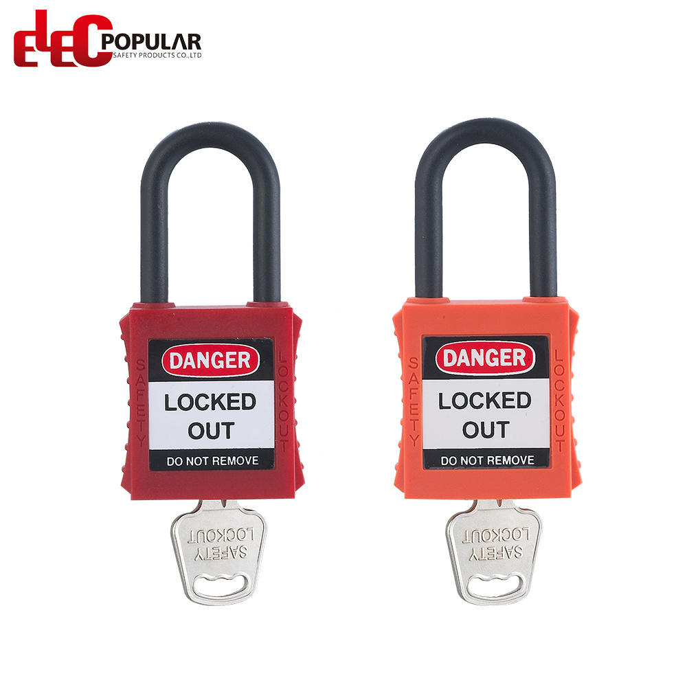 top best high Security plastic nylon Insulation shackle waterproof abs industrial safety lockout PadLocks lock and key in bulk