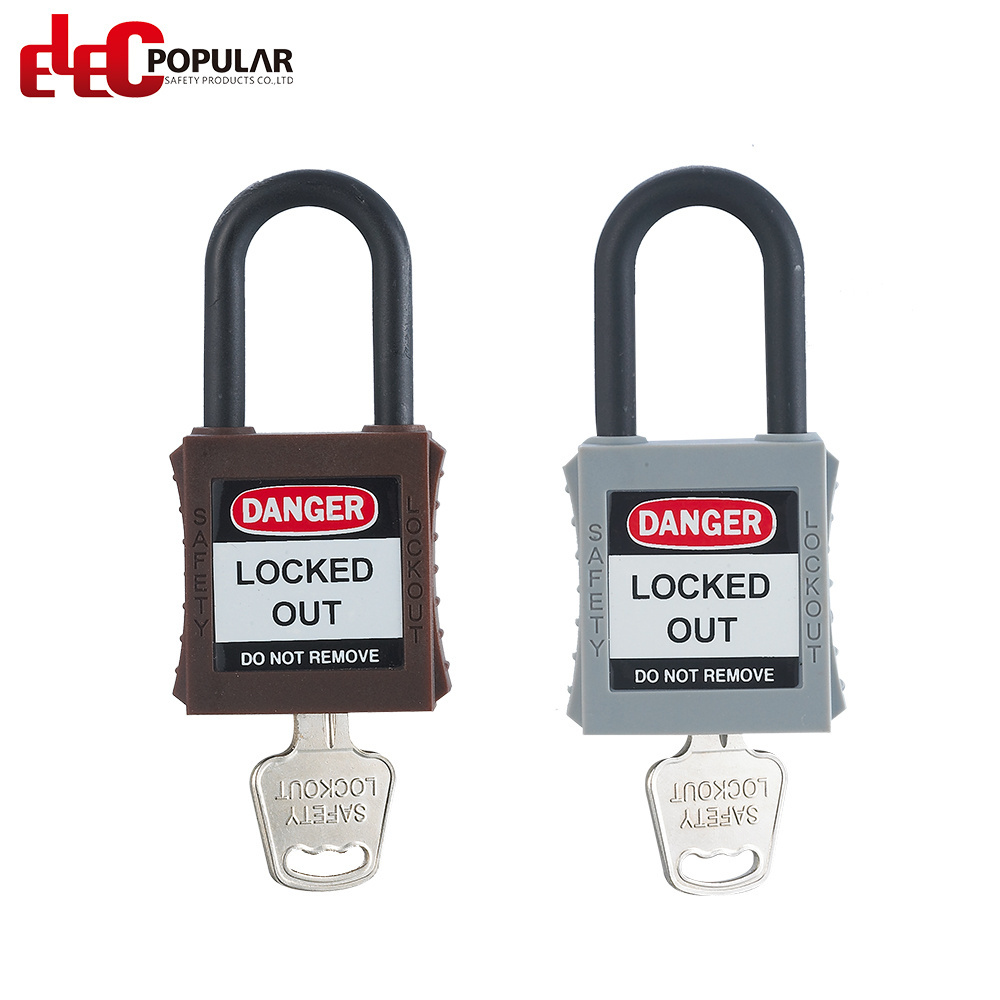 top best high Security plastic nylon Insulation shackle waterproof abs industrial safety lockout PadLocks lock and key in bulk