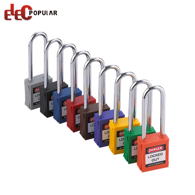 China Factory Waterproof Insulation Long Steel Shackle Pa Lock Body Plastic Safety Padlock