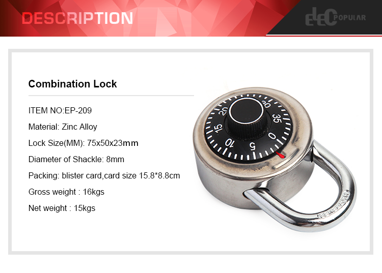 High Security 8Mm Cube Diameter Multi-layer Dial Combination Zinc Alloy Door Locks