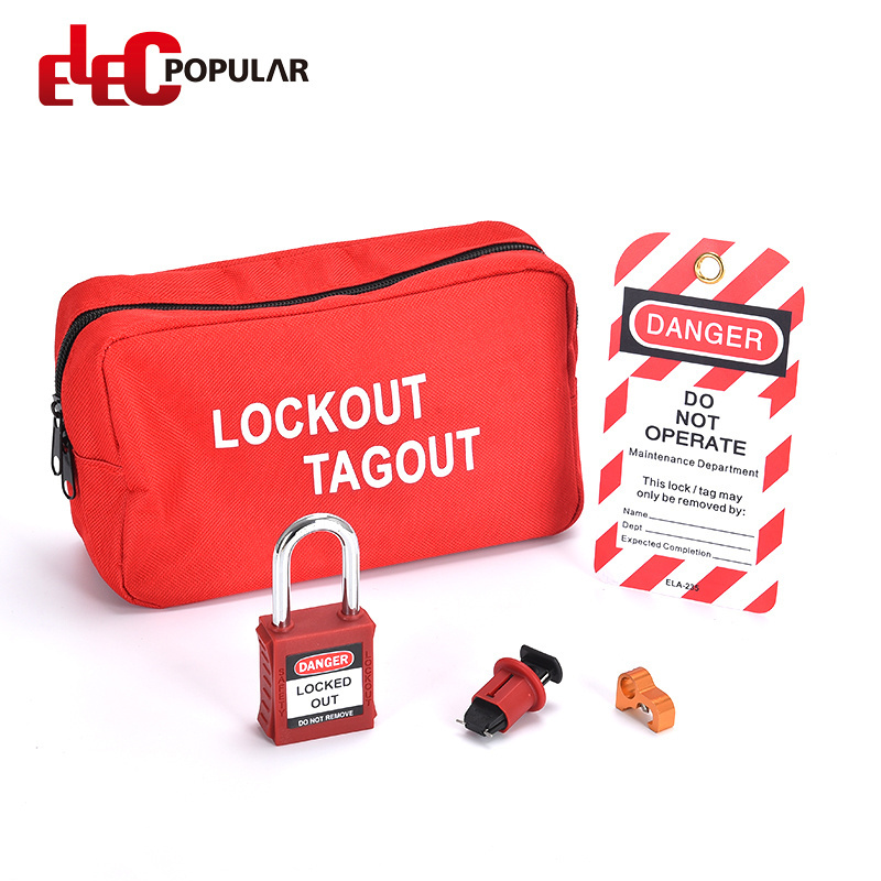 Elecpopular 2022 EP-9771A High Performance Maintenance RED Portable Safety Lockout Tool Bag Lockout Kit Safety Lockout Bag