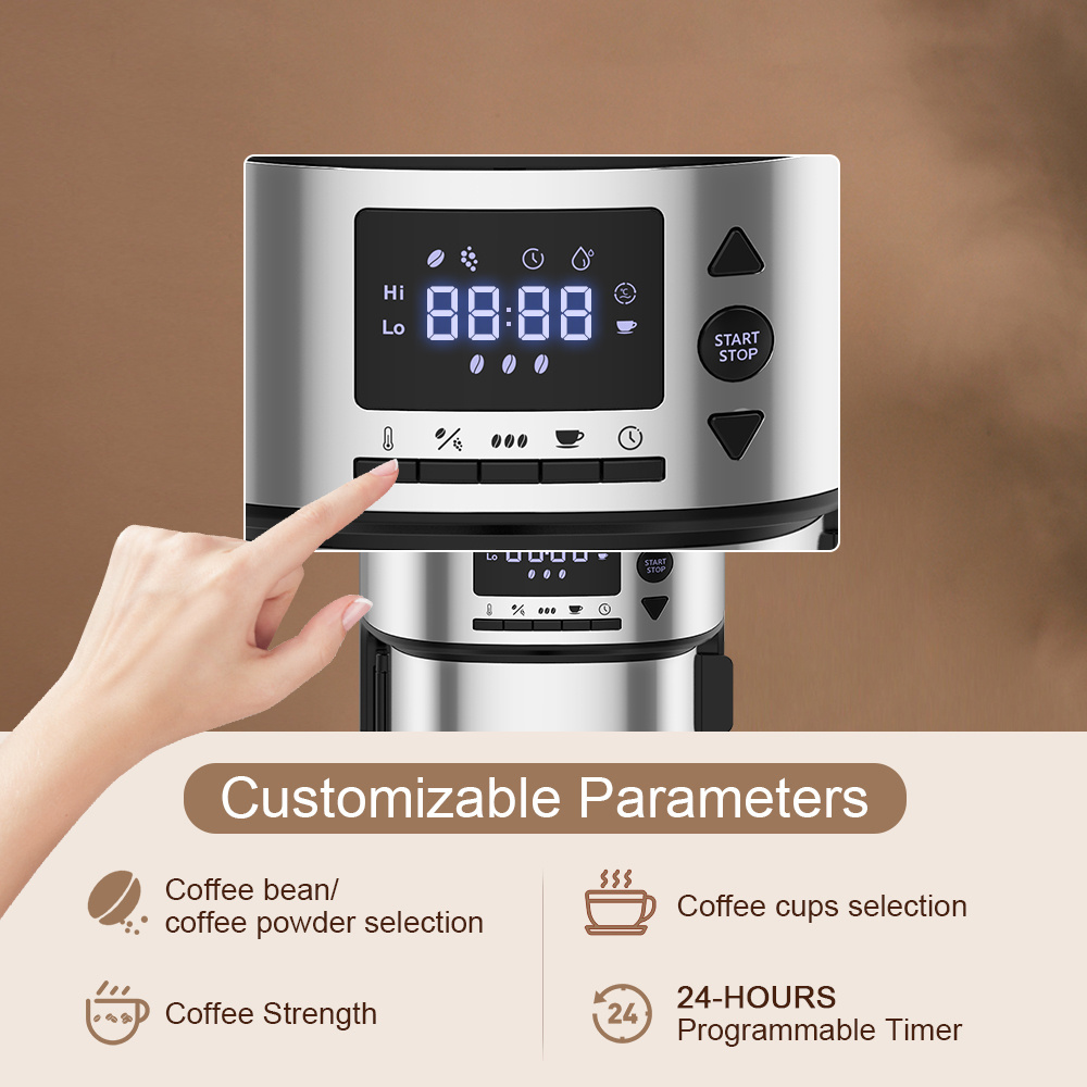 Supplier Touch Control 24 Hour 4-CUP 6-CUP Timer Programmable professional Automatic Coffee Machine Maker