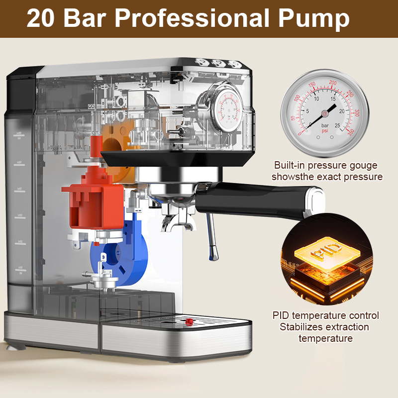 New Arrival Home 15 Bar 20 Bar Stainless Steel Portafilter Pre Injection Espresso Coffee Maker Machine