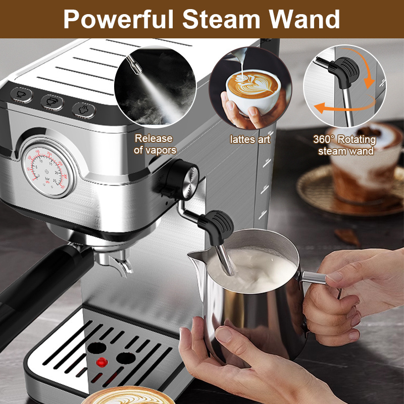 New Arrival Home 15 Bar 20 Bar Stainless Steel Portafilter Pre Injection Espresso Coffee Maker Machine