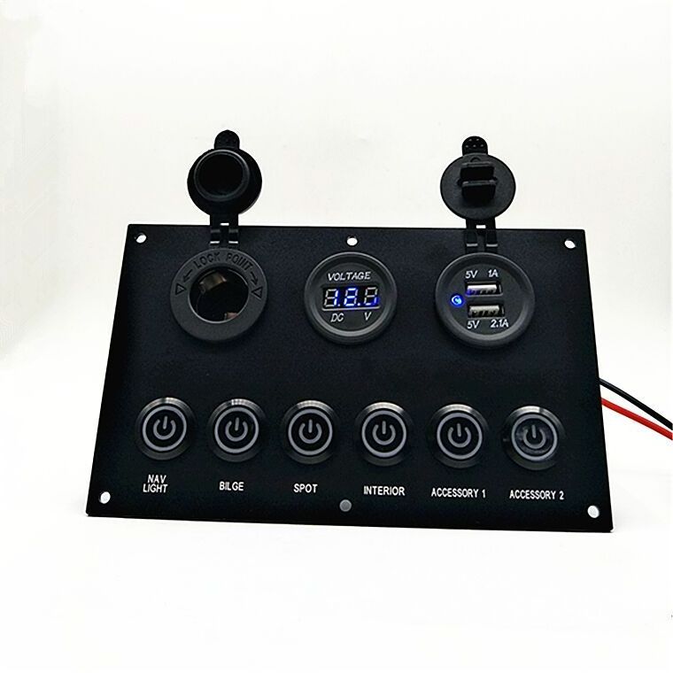 Dc 12V 24V 6 Gang Marine Boat Aluminum push Button Mounted Dash Switch Panel