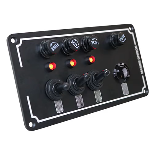 3 Gang Marine Boat Toggle Switch Panel DC 12V/24V Fused ON/OFF Overload Switch Panel with Light for Boat Caravan RV