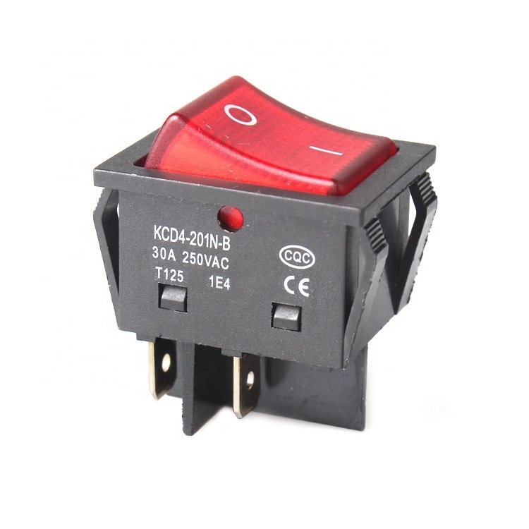 Big current KCD4 power switch with red led light KCD4-201N 4 pin ON OFF 30A 250V rocker switch