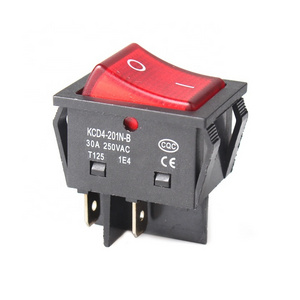 Big current KCD4 power switch with red led light KCD4-201N 4 pin ON OFF 30A 250V rocker switch