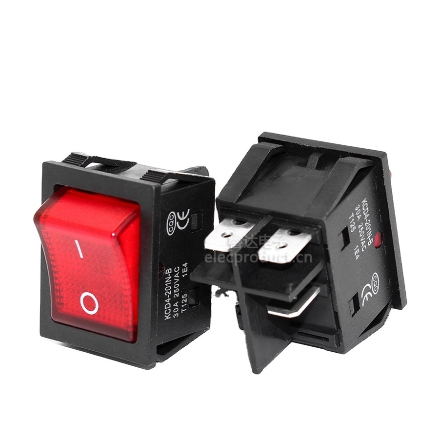 Big current KCD4 power switch with red led light KCD4-201N 4 pin ON OFF 30A 250V rocker switch