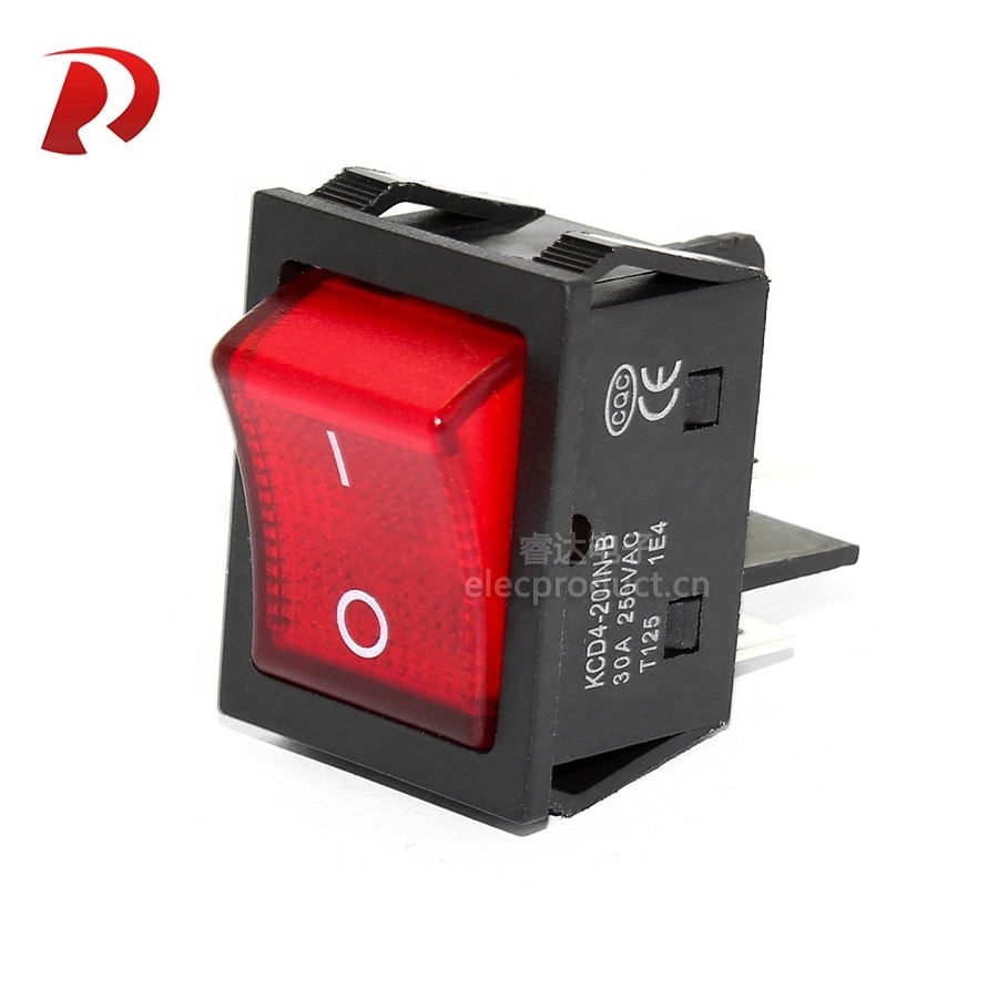 Big current KCD4 power switch with red led light KCD4-201N 4 pin ON OFF 30A 250V rocker switch